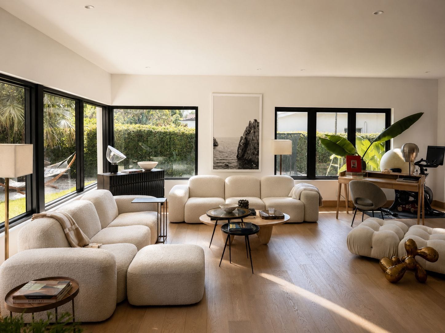 The Coral Gables living room in morning light